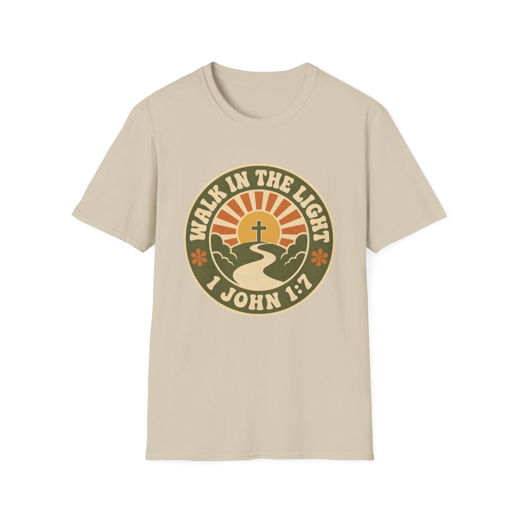 Walk in the Light T-Shirt — Christian Sunrise Design (1 John 1:7)