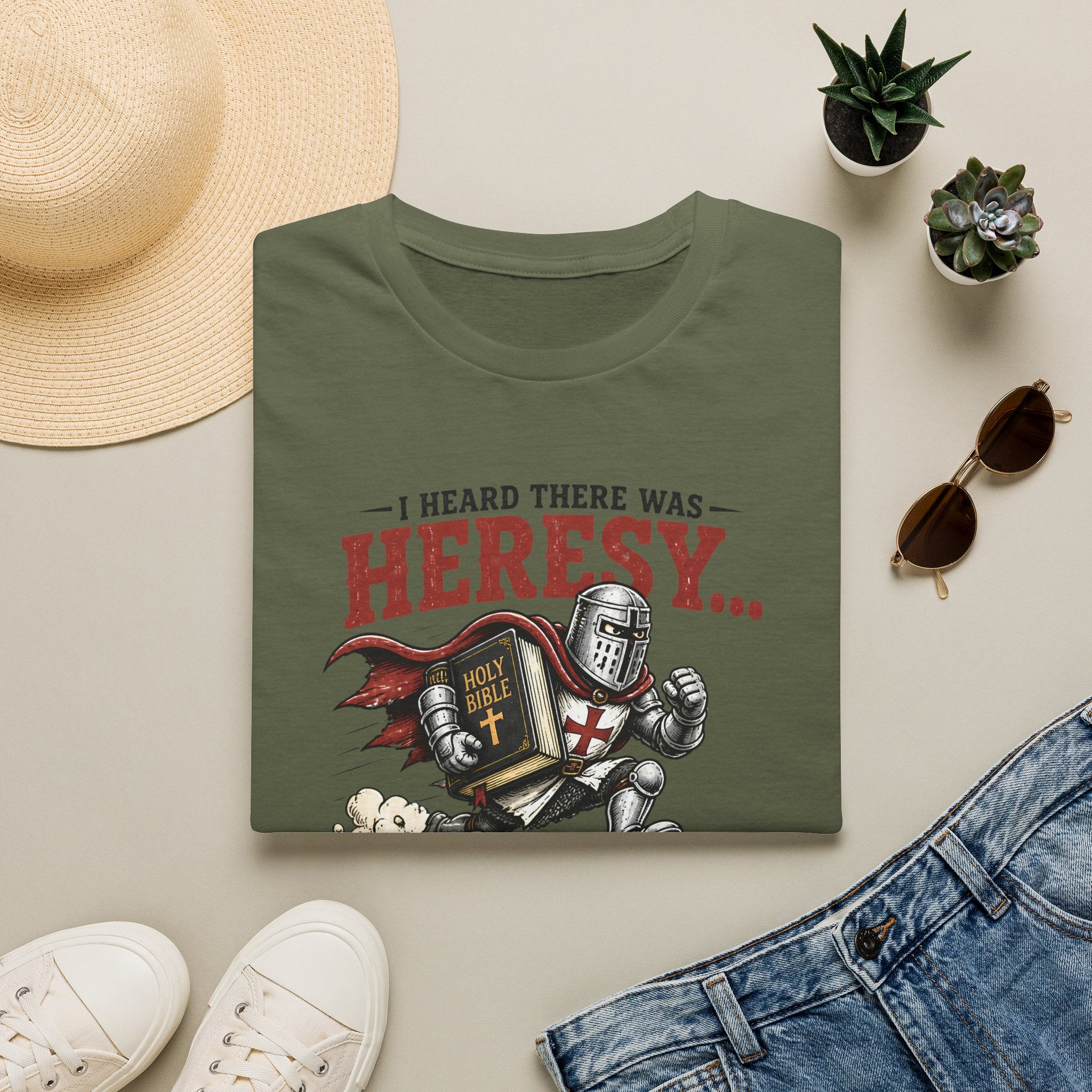 T-Shirt — "I Heard There Was Heresy... So I Came As Fast As I Could" Knight Graphic