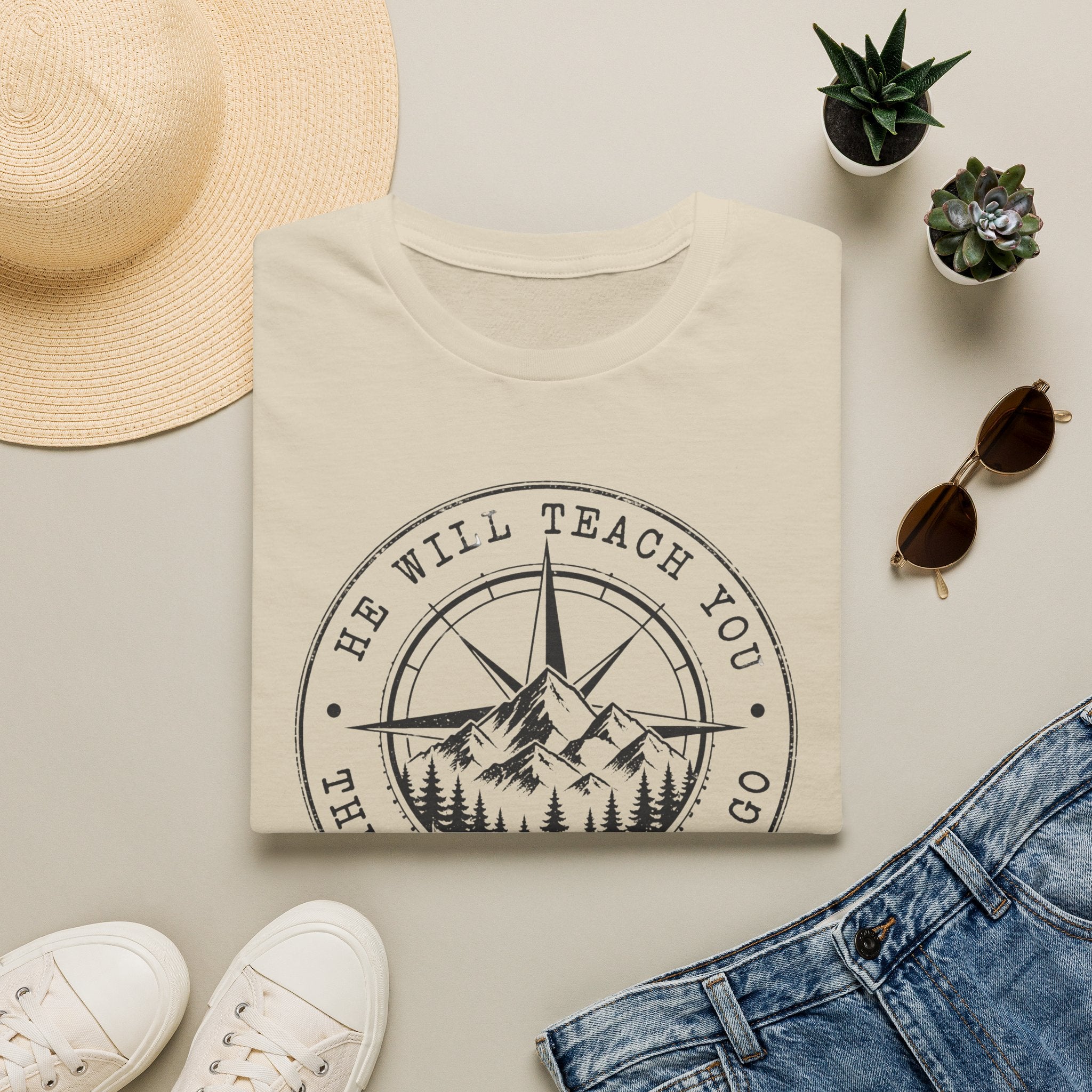 T-Shirt — 'He Will Teach You The Way You Should Go' Mountain Compass Christian Tee