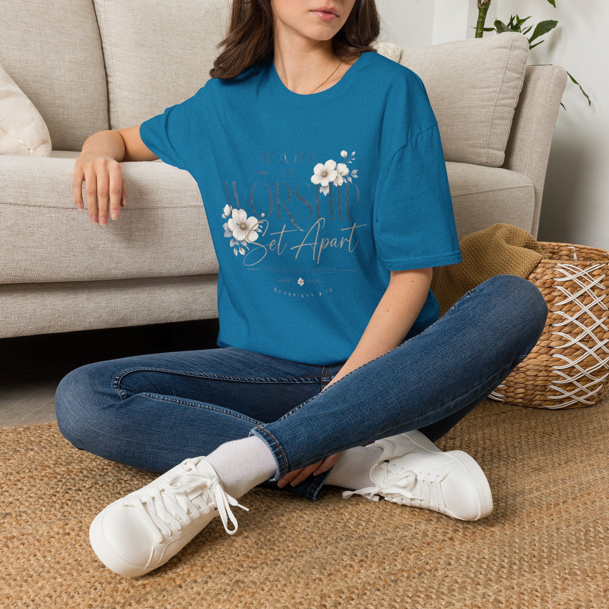 Made to Worship T-Shirt — Floral Christian Faith Tee