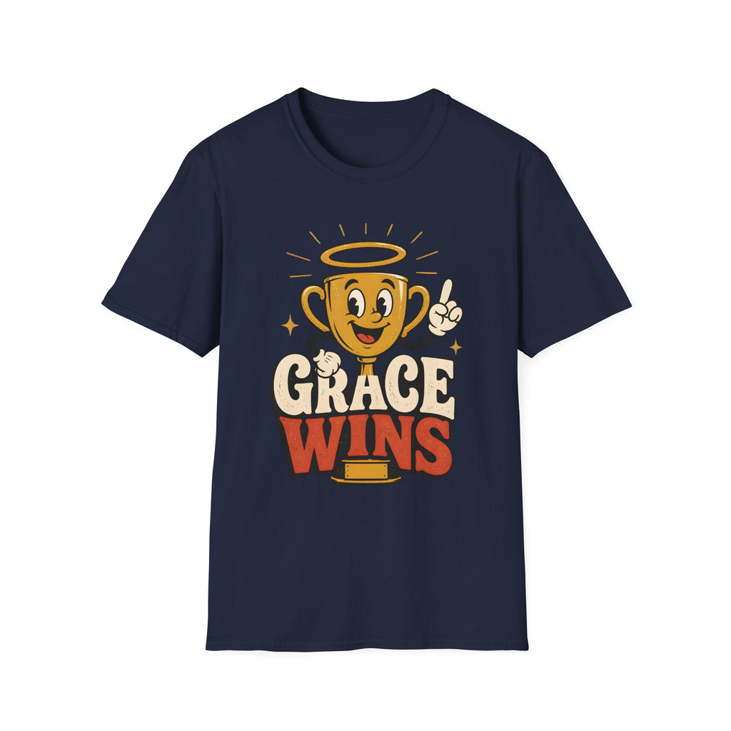 T-Shirt — 'Grace Wins' Angel Trophy Graphic Tee