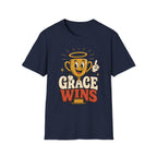 T-Shirt — 'Grace Wins' Angel Trophy Graphic Tee