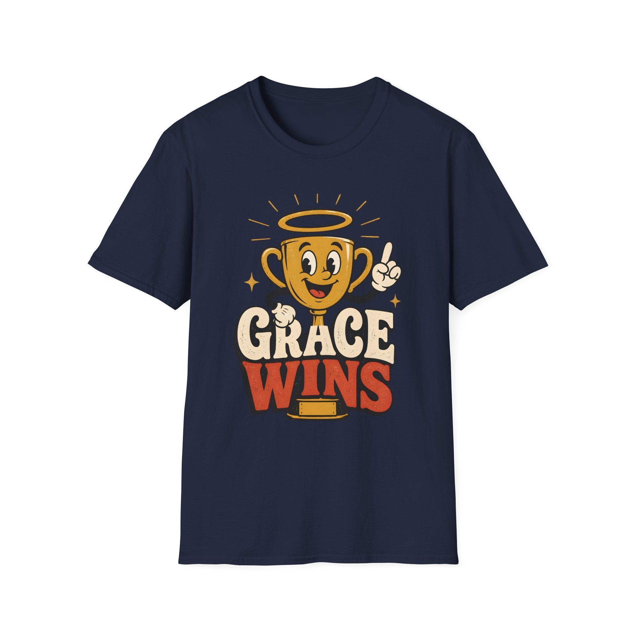 T-Shirt — 'Grace Wins' Angel Trophy Graphic Tee