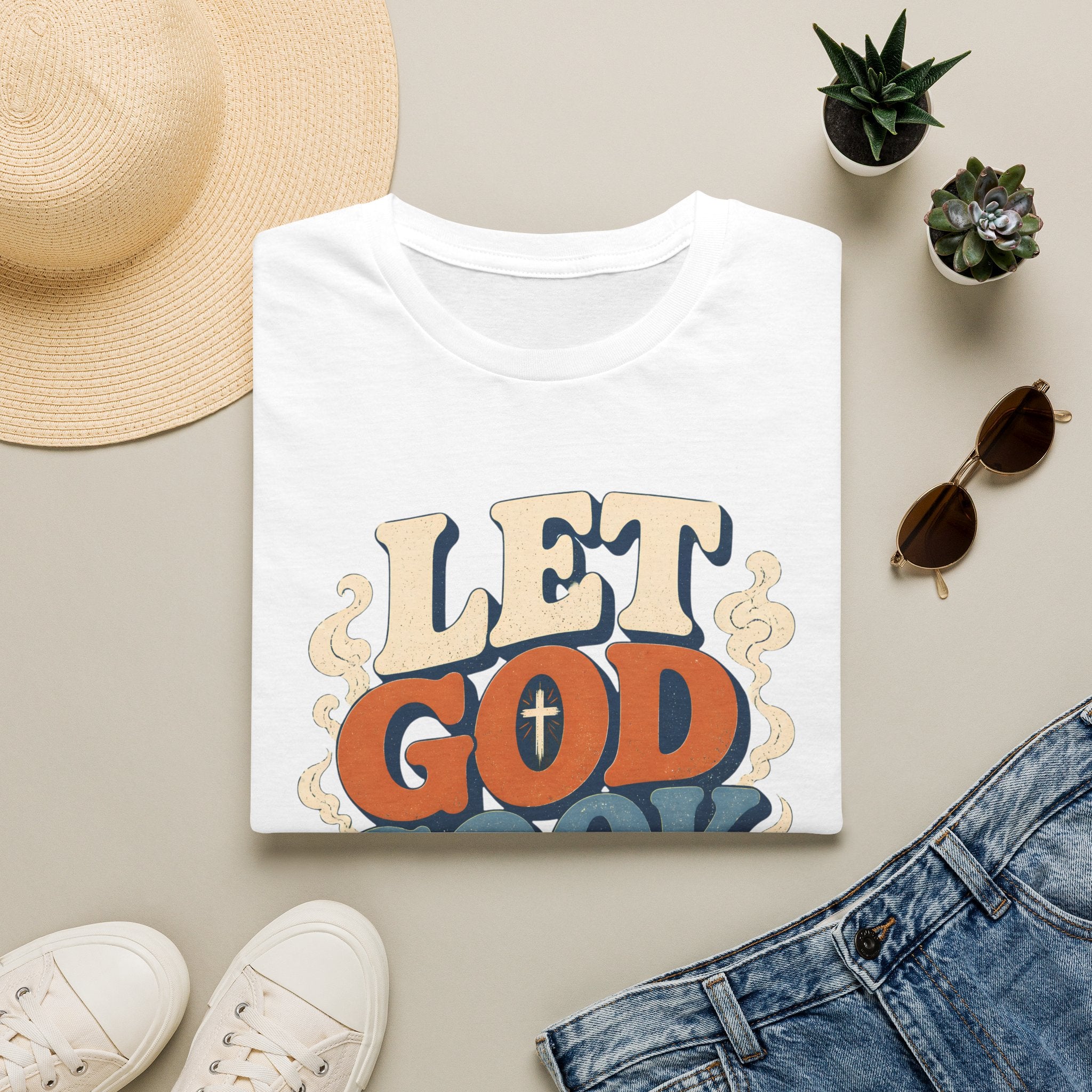 Let God Cook T-Shirt — Faith-Inspired Vintage Kitchen Graphic Tee