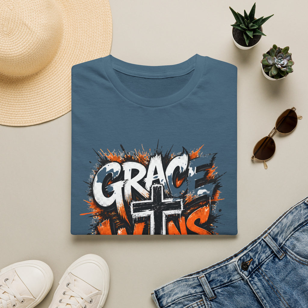 Grace Wins T-Shirt — Christian Faith Cross Graphic Tee