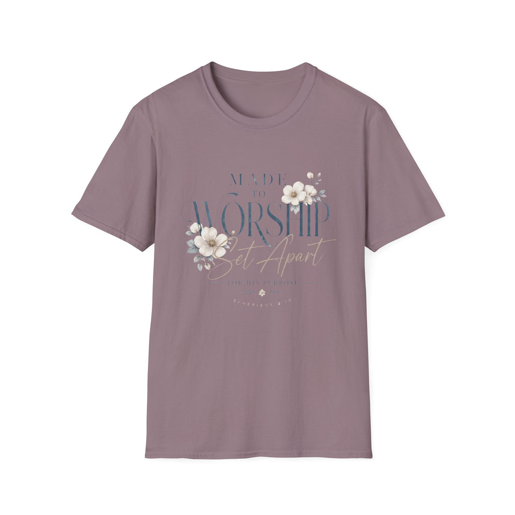 Made to Worship T-Shirt — Floral Christian Faith Tee
