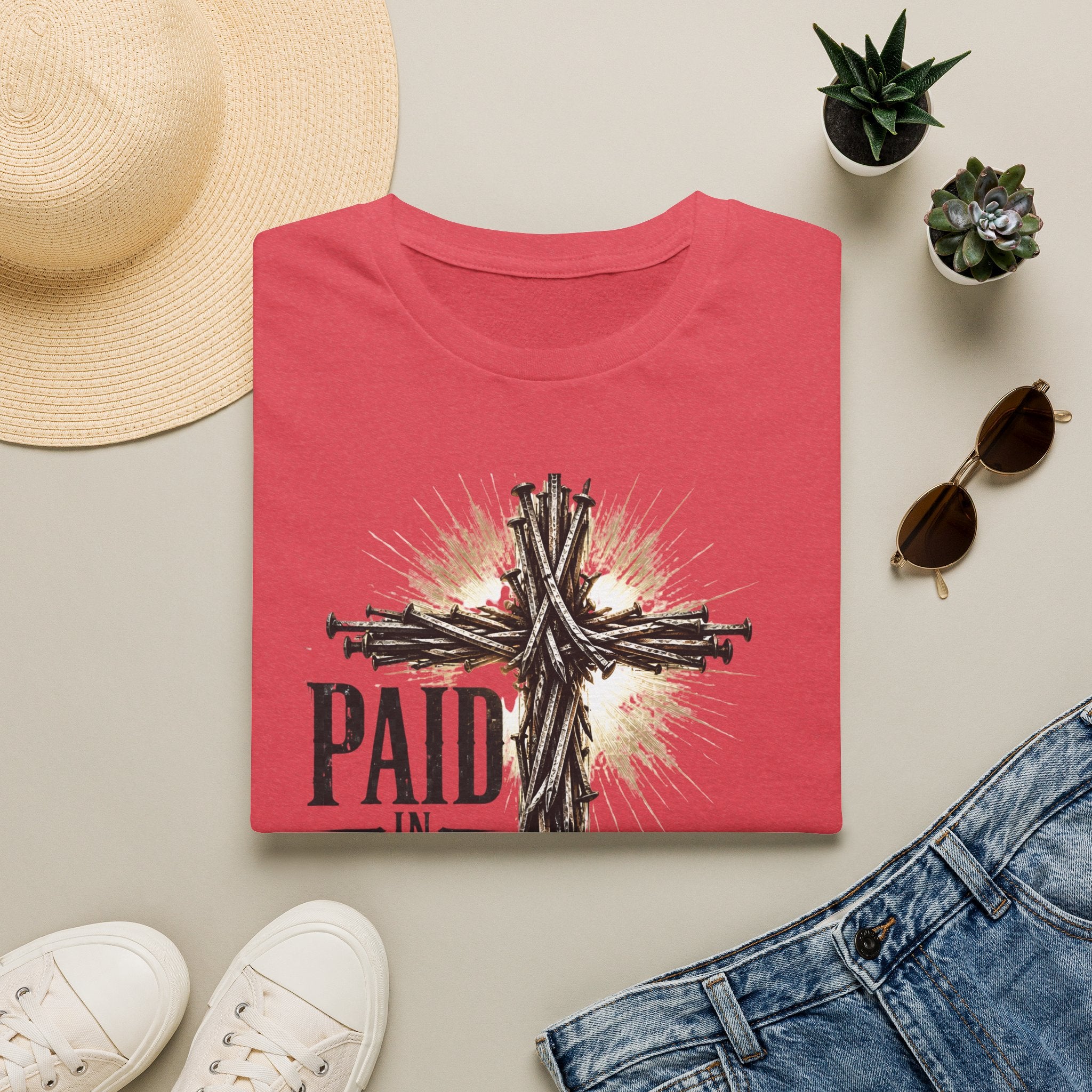 Christian T-Shirt — "Paid in Full" Cross Graphic Faith Tee
