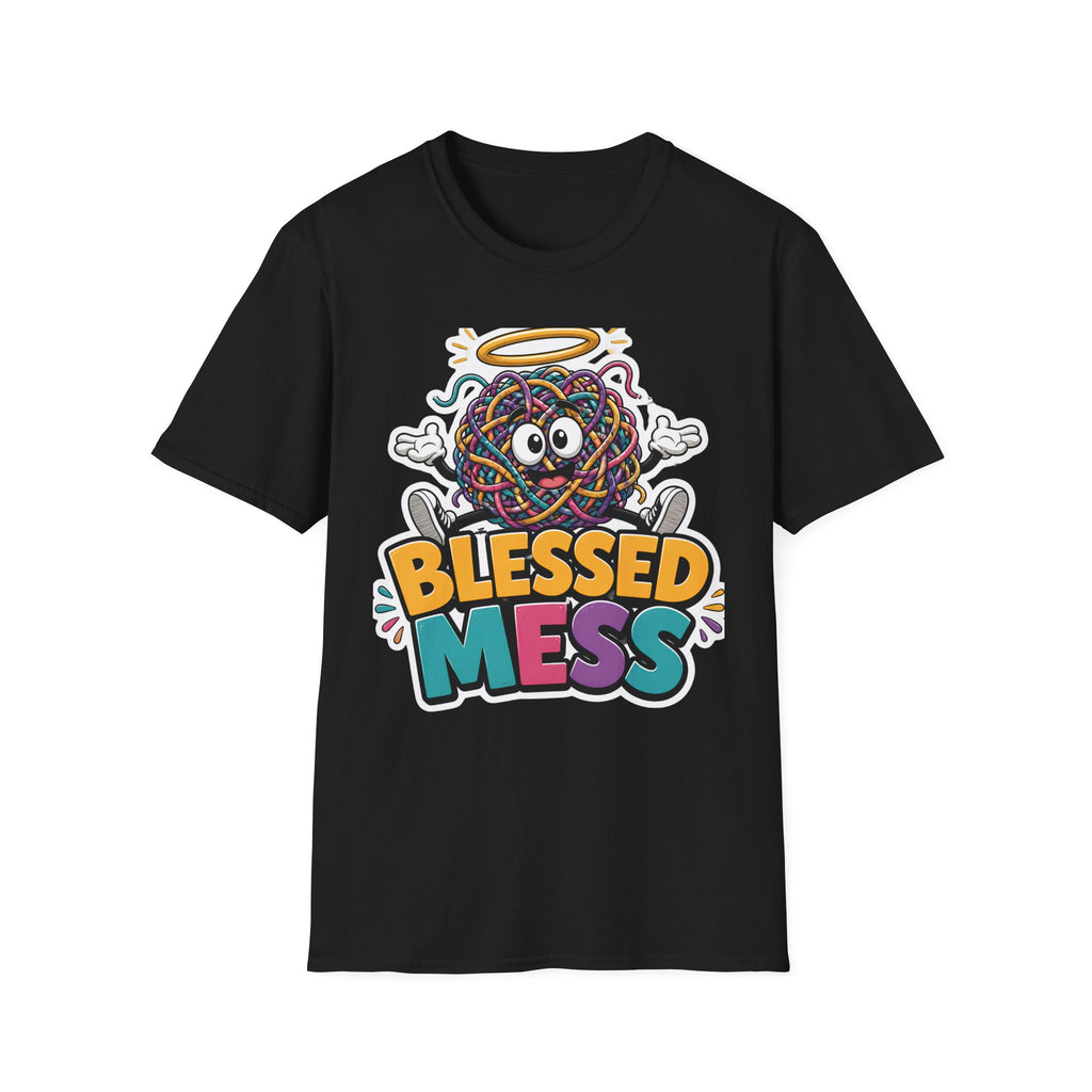 Blessed Mess T-Shirt — Cute Angelic Tangled Yarns Graphic Tee