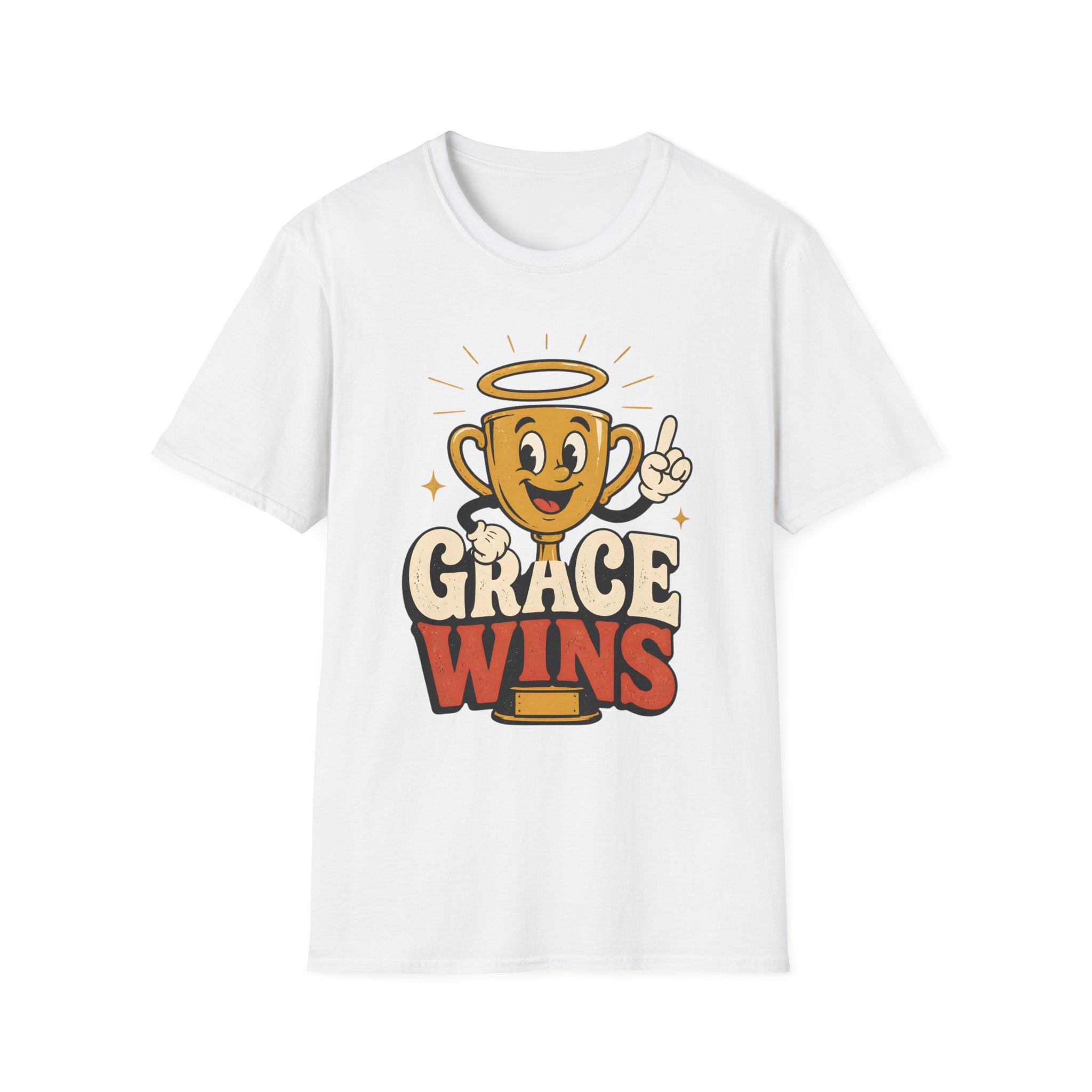 T-Shirt — 'Grace Wins' Angel Trophy Graphic Tee