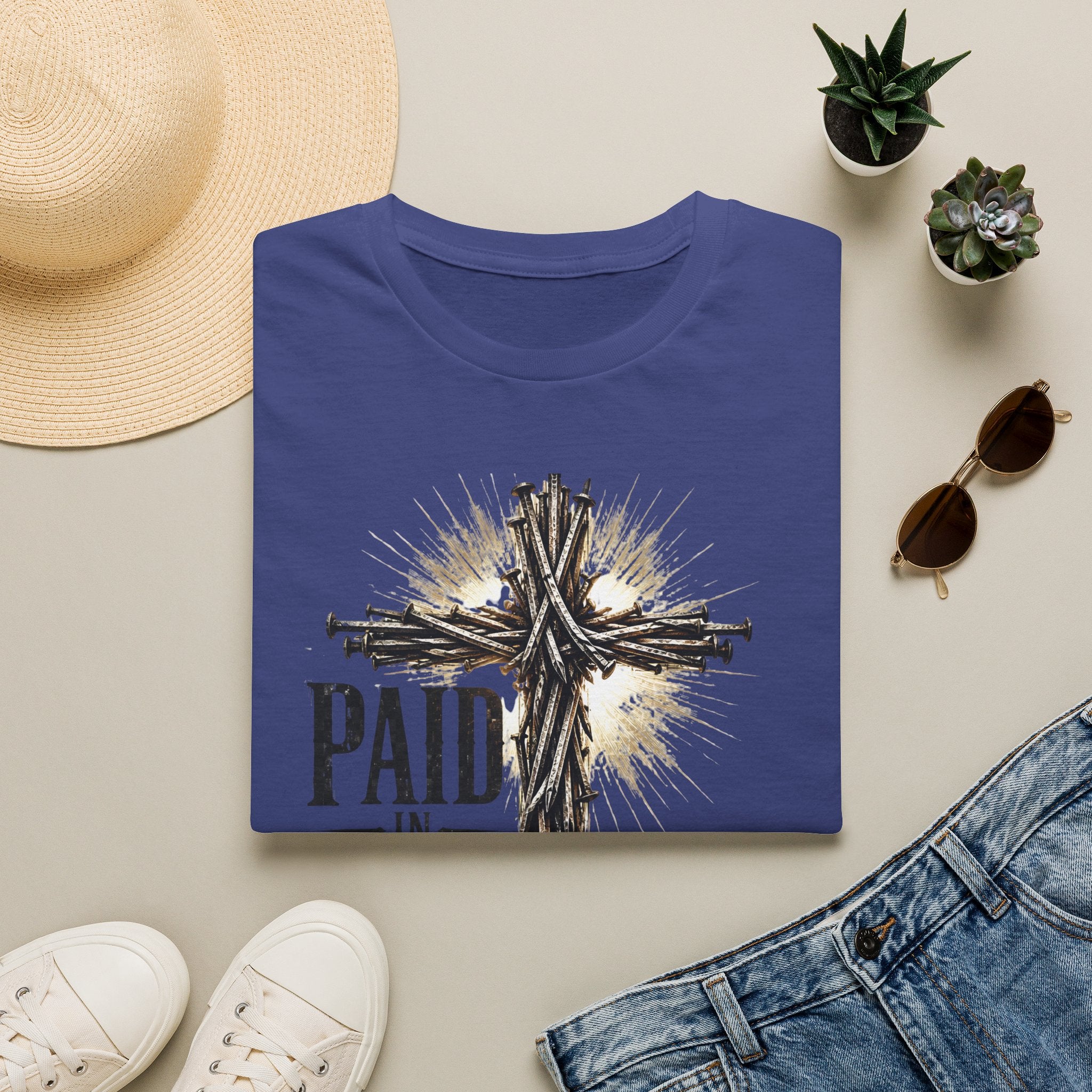Christian T-Shirt — "Paid in Full" Cross Graphic Faith Tee