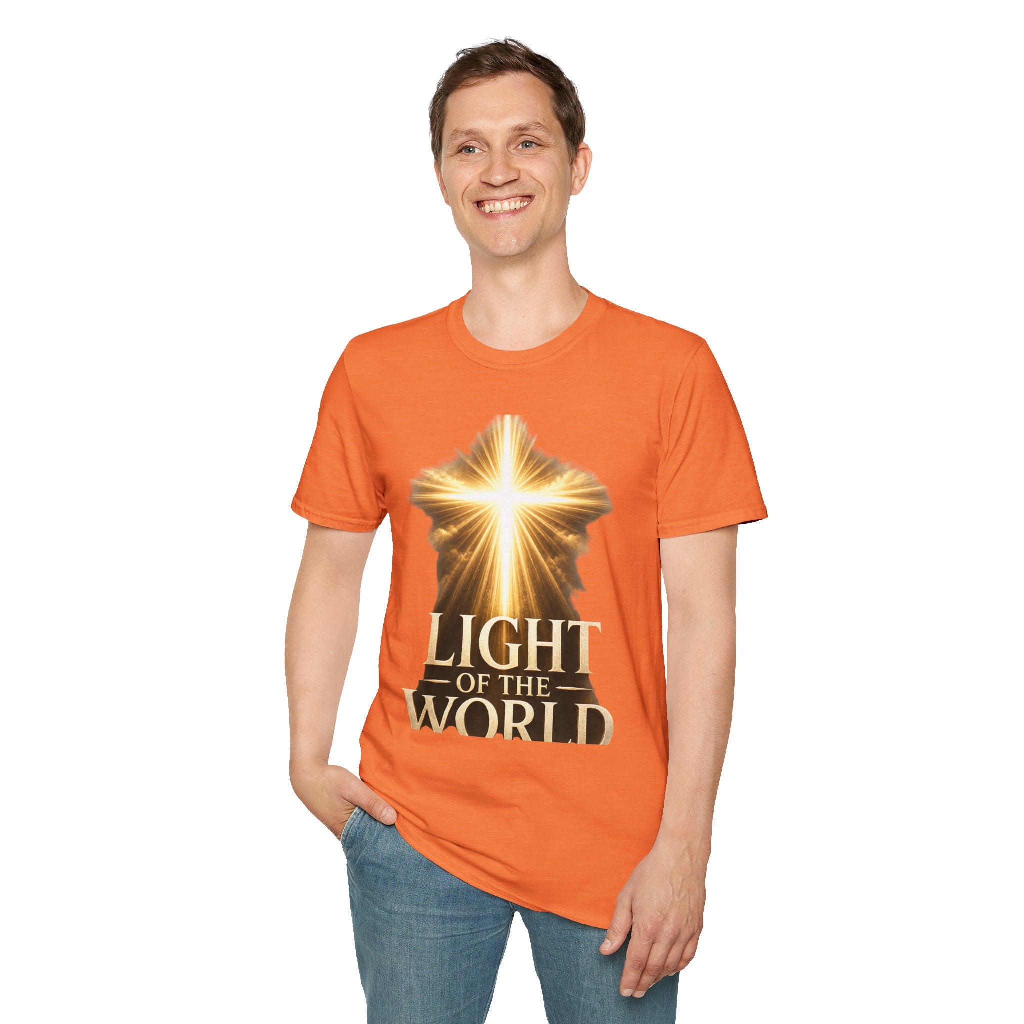 Light of the World T-Shirt — Radiant Cross Christian Faith Tee