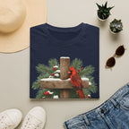 Cardinal on Cross Christmas T-Shirt — Winter Nativity Holiday Tee