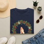 Christmas Prayer Hands T-Shirt — Holiday Wreath Faith Tee