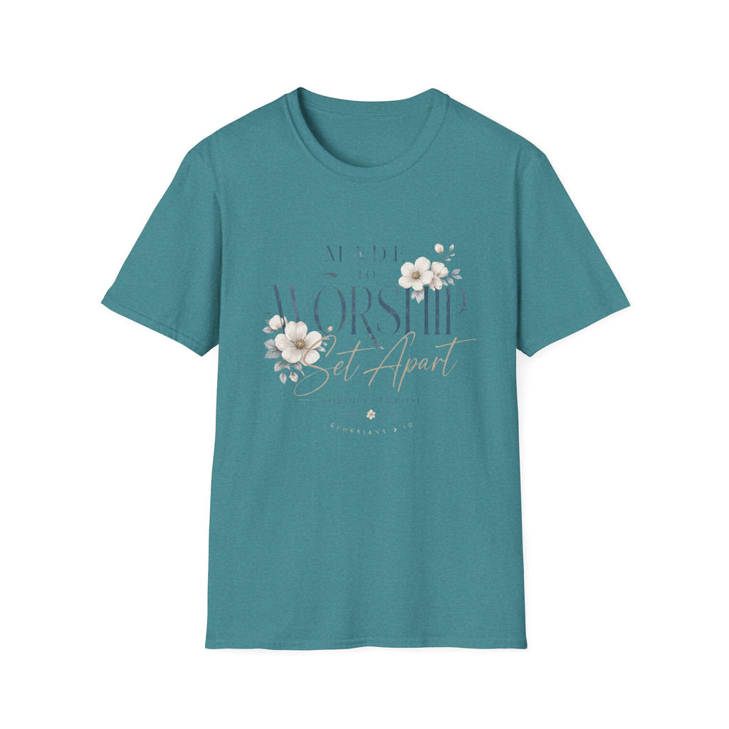 Made to Worship T-Shirt — Floral Christian Faith Tee