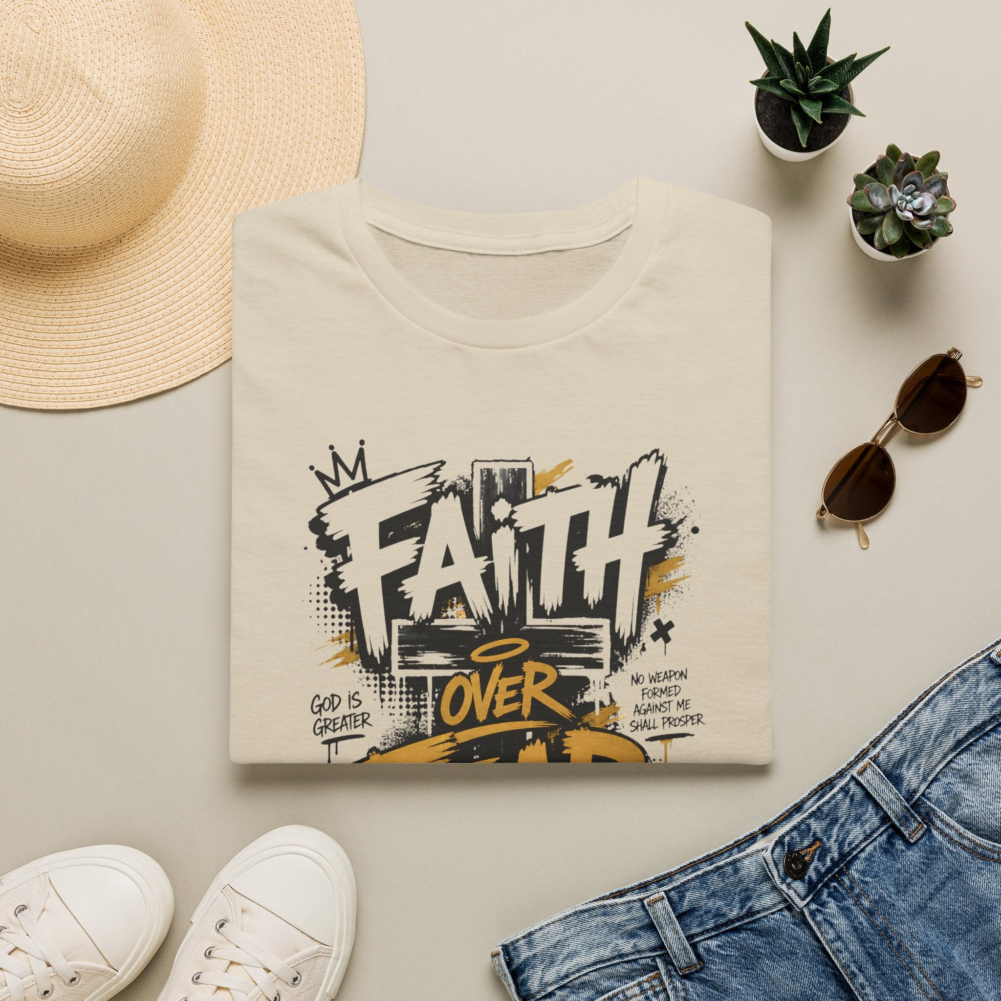 Faith Over Fear T-Shirt — Bold Graffiti Christian Inspirational Tee