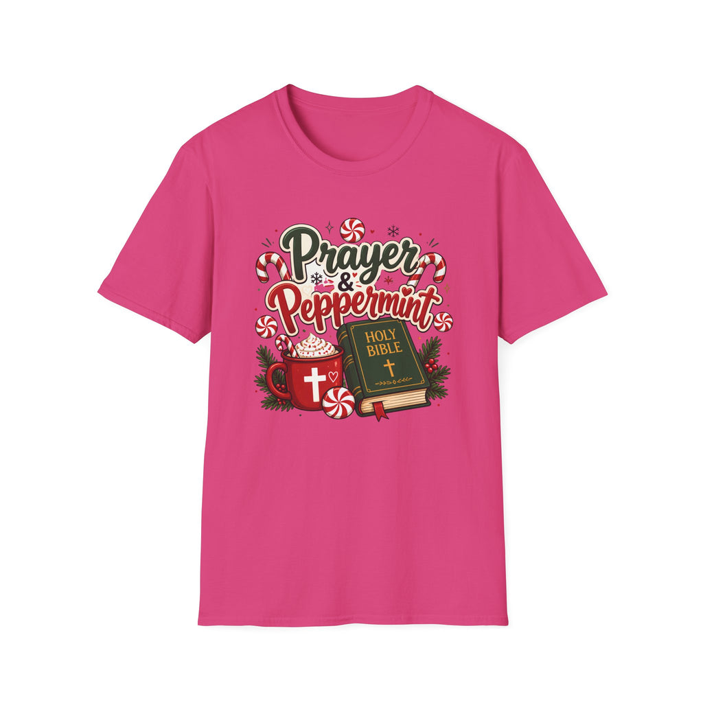 Prayer & Peppermint Christmas T-Shirt — Festive Bible Holiday Tee