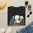 T-Shirt — Cozy Winter Chapel Graphic Tee (Snowy Pine Church)