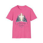 Christian T-Shirt — Cross in Pine Forest with "Amazing Grace" (Faith Tee)