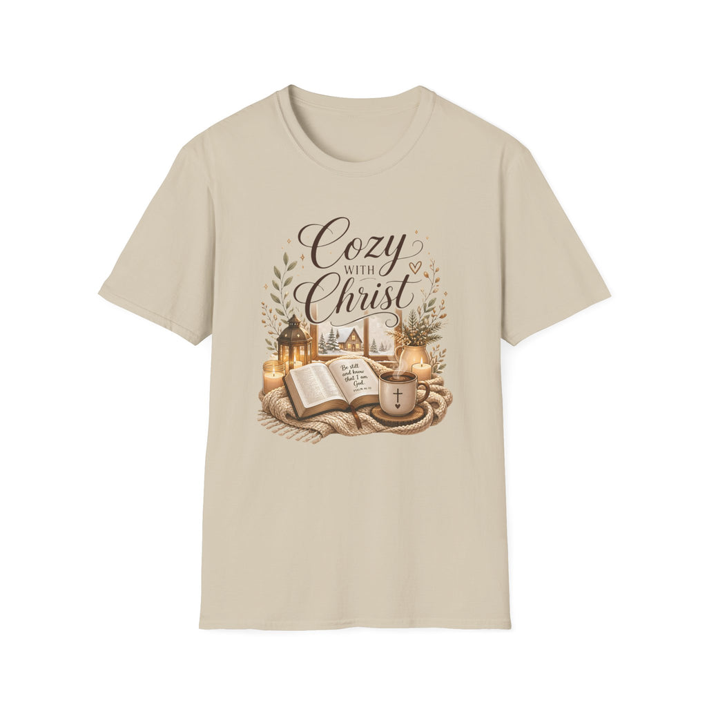 Cozy with Christ T‑Shirt — Faithful Christmas Cozy Home Design