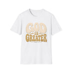 God Is Greater T-Shirt — Retro Faith Graphic Tee (1 John 4:4)