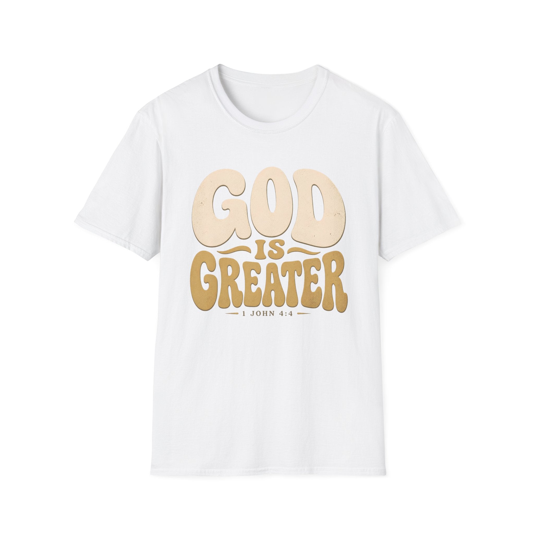 God Is Greater T-Shirt — Retro Faith Graphic Tee (1 John 4:4)