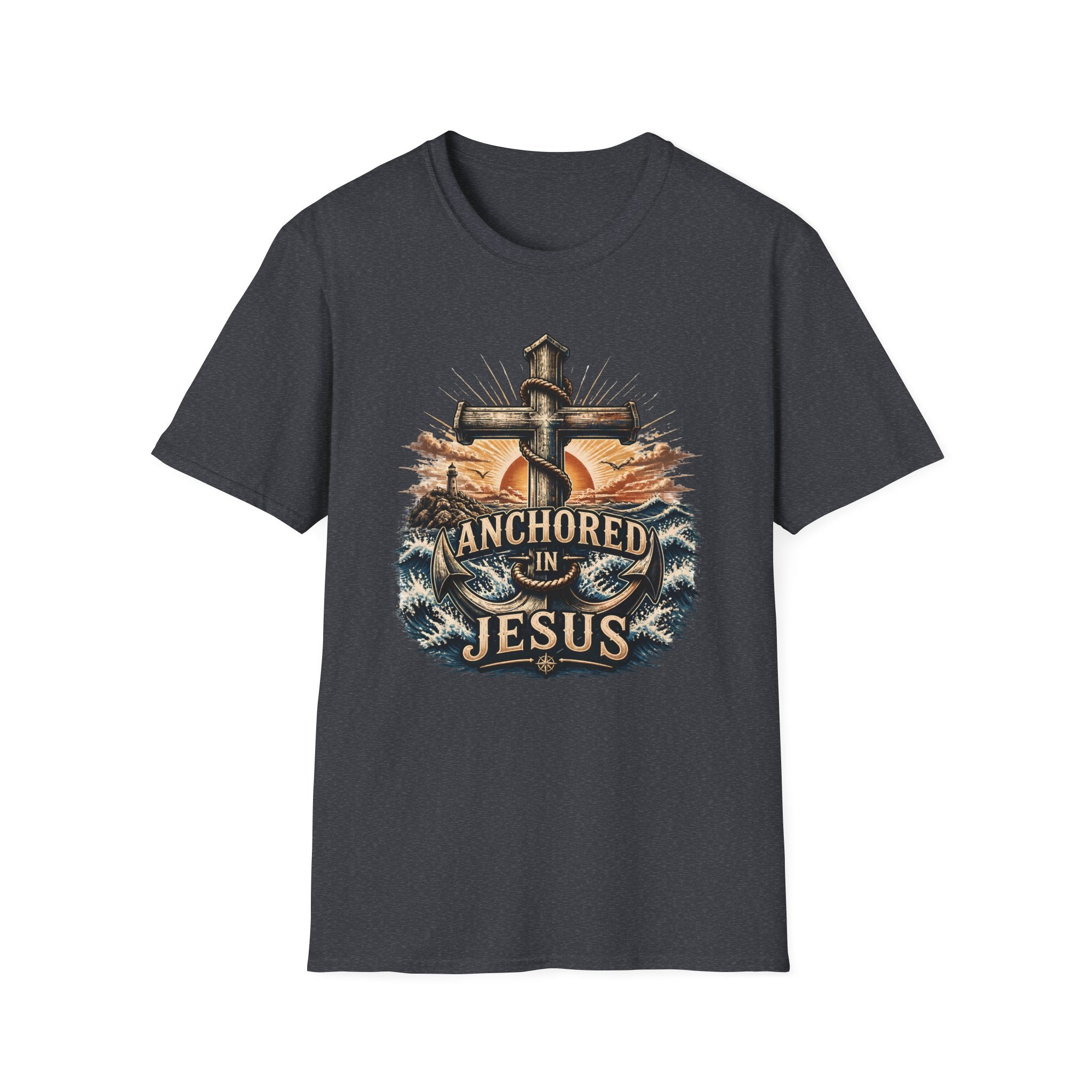 Anchored in Jesus T-Shirt — Christian Anchor Faith Tee