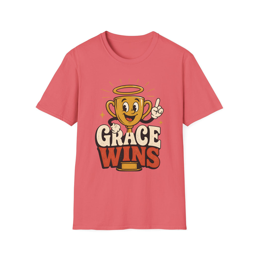 T-Shirt — 'Grace Wins' Angel Trophy Graphic Tee