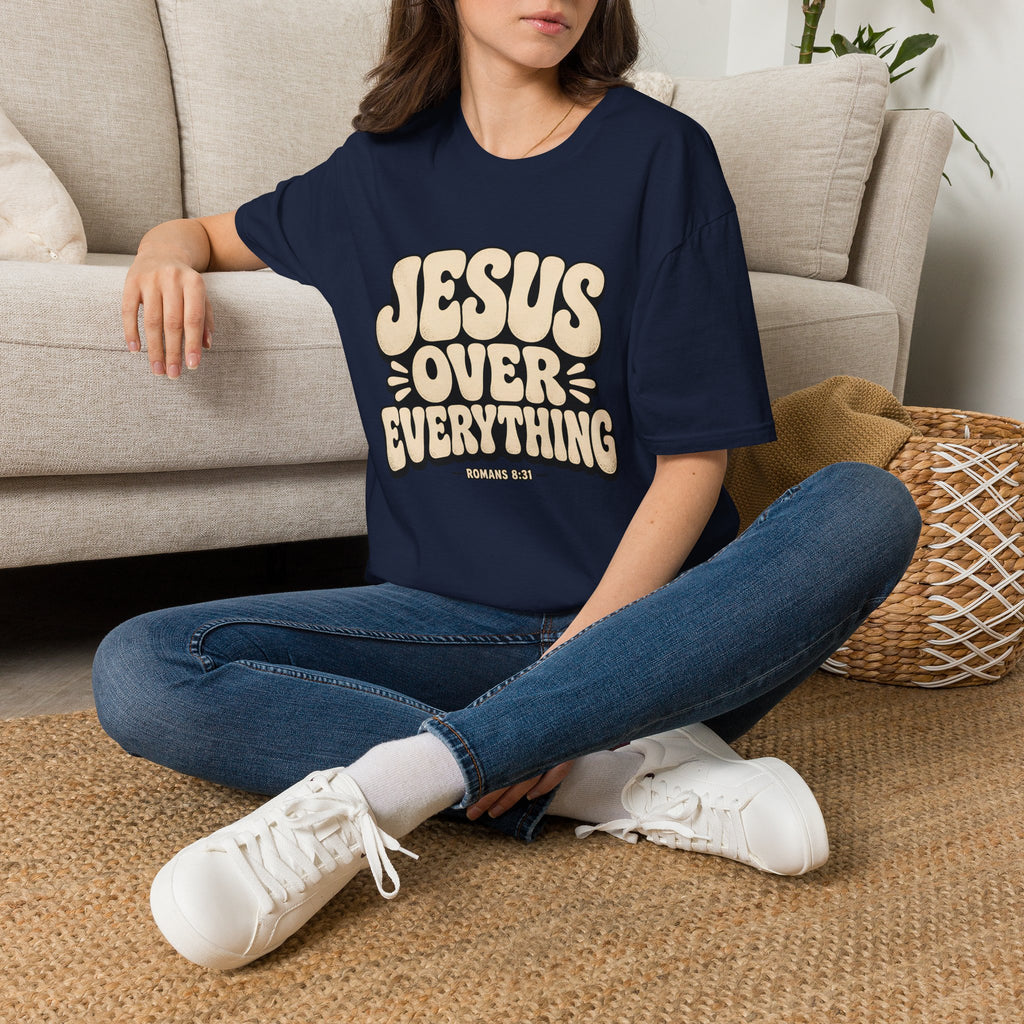 Jesus Over Everything T‑Shirt — Retro Faith Graphic Tee