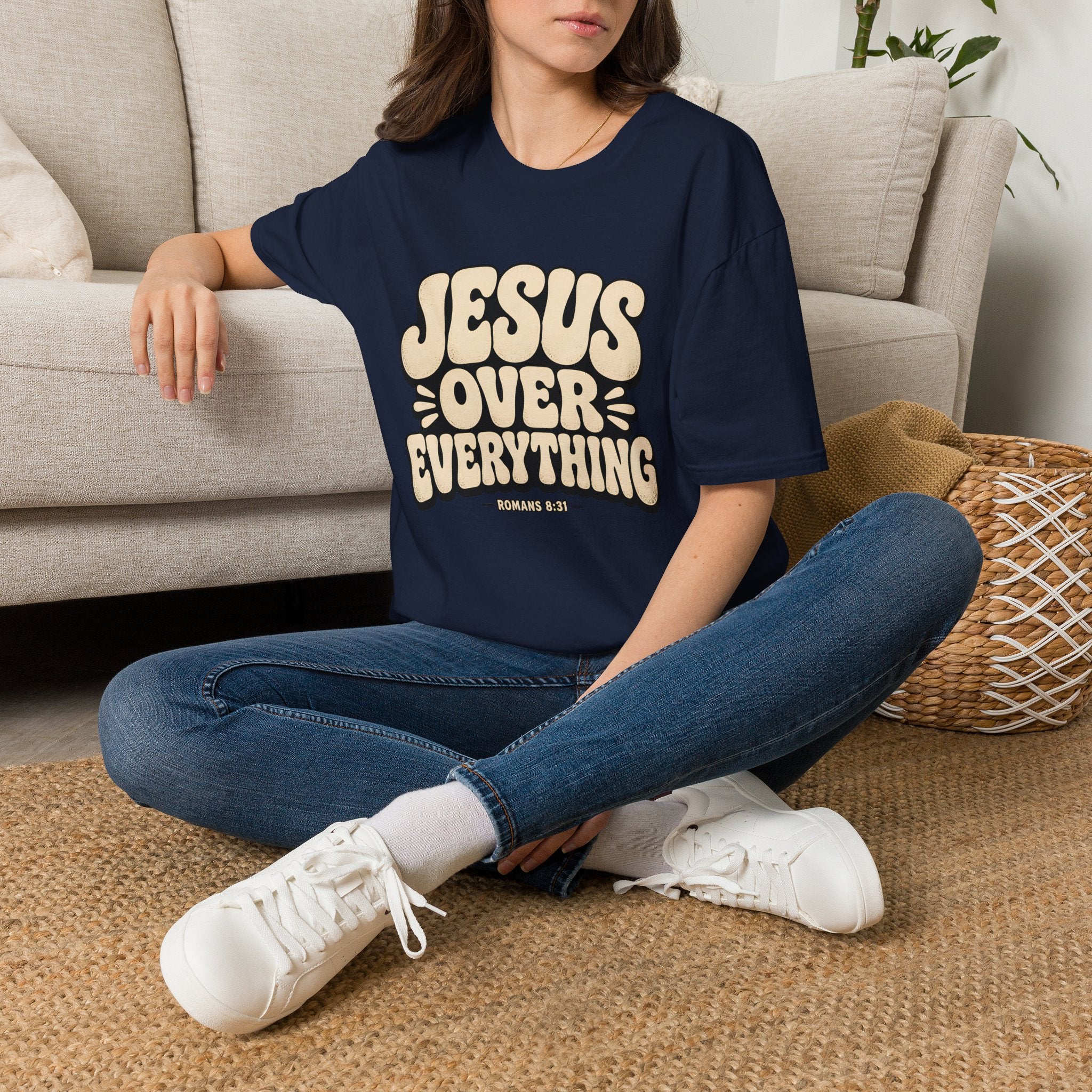 Jesus Over Everything T‑Shirt — Retro Faith Graphic Tee