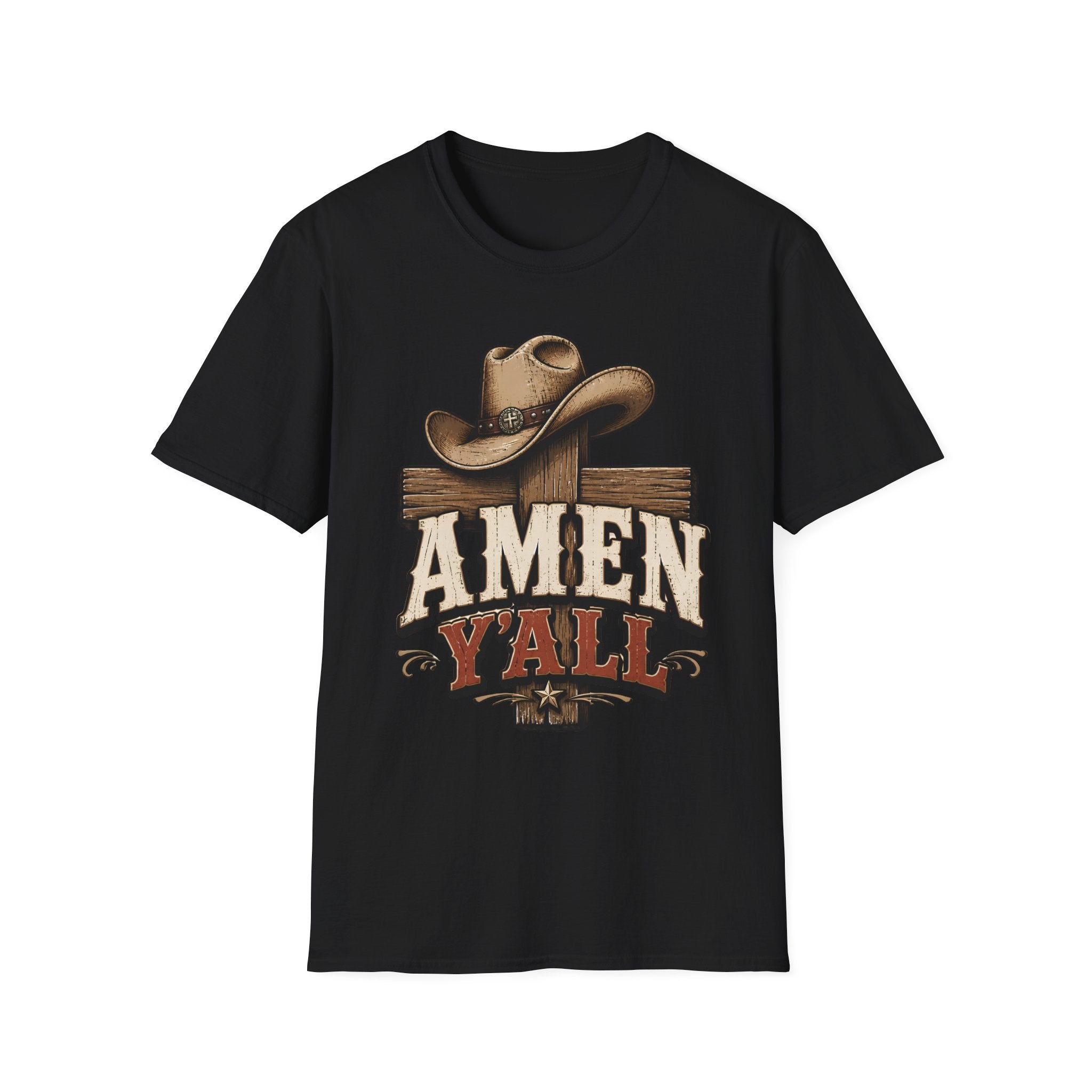 Amen Y’all Cowboy T-Shirt — Western Cross & Hat Graphic Tee