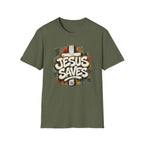 Jesus Saves T‑Shirt — Faith Graffiti Cross Christian Tee