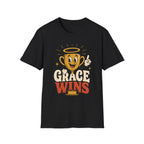 T-Shirt — 'Grace Wins' Angel Trophy Graphic Tee