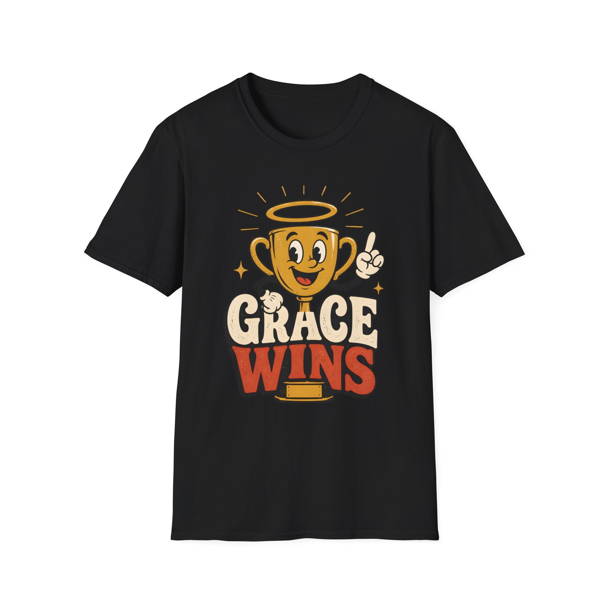 T-Shirt — 'Grace Wins' Angel Trophy Graphic Tee