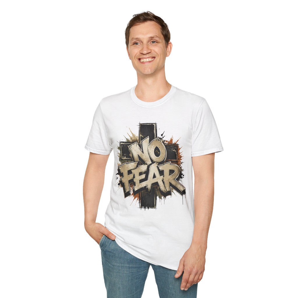No Fear Graffiti T-Shirt — Bold Streetwear Tee with Cross Design