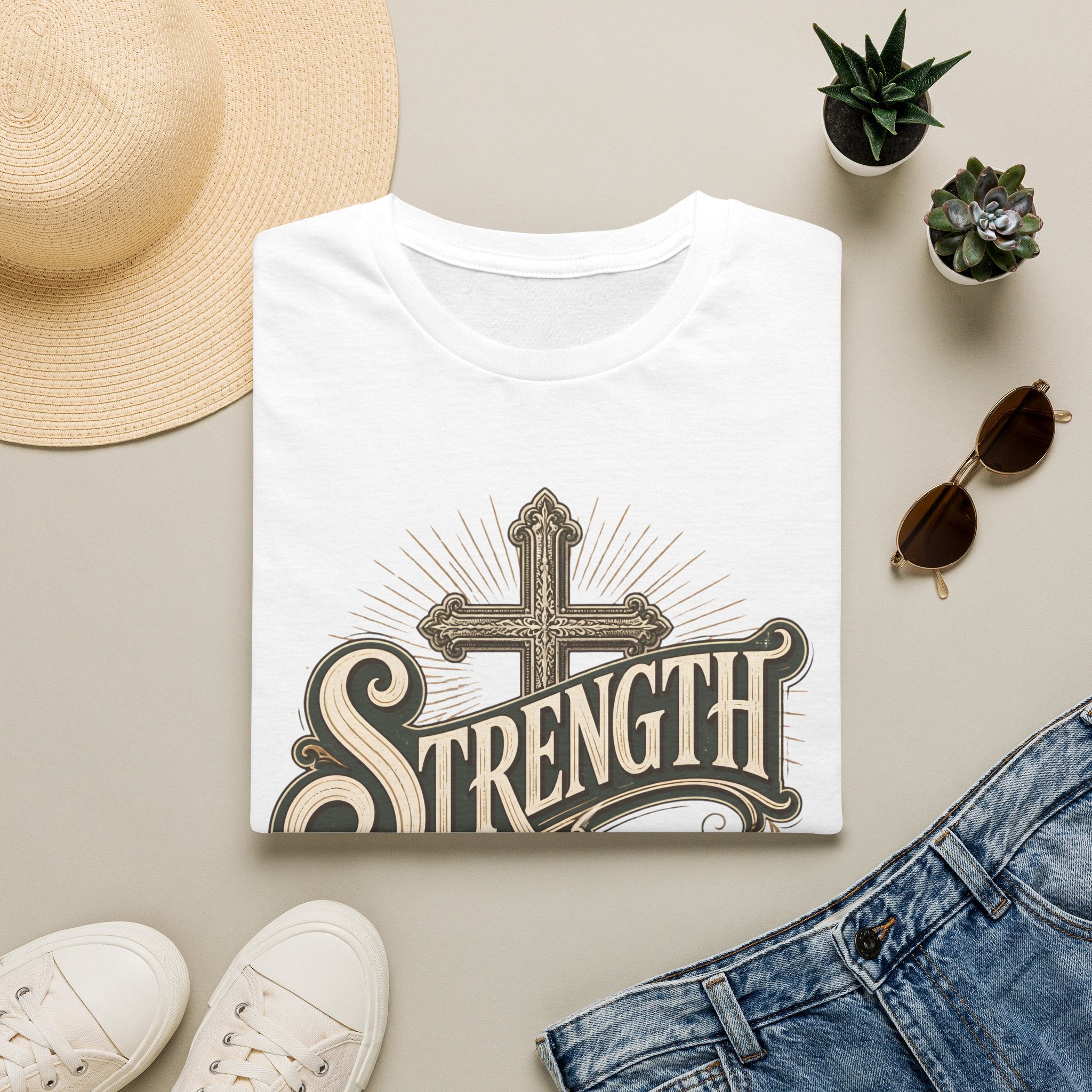 Strength Cross T‑Shirt — 'The Lord Is My Peace' Christian Faith Tee