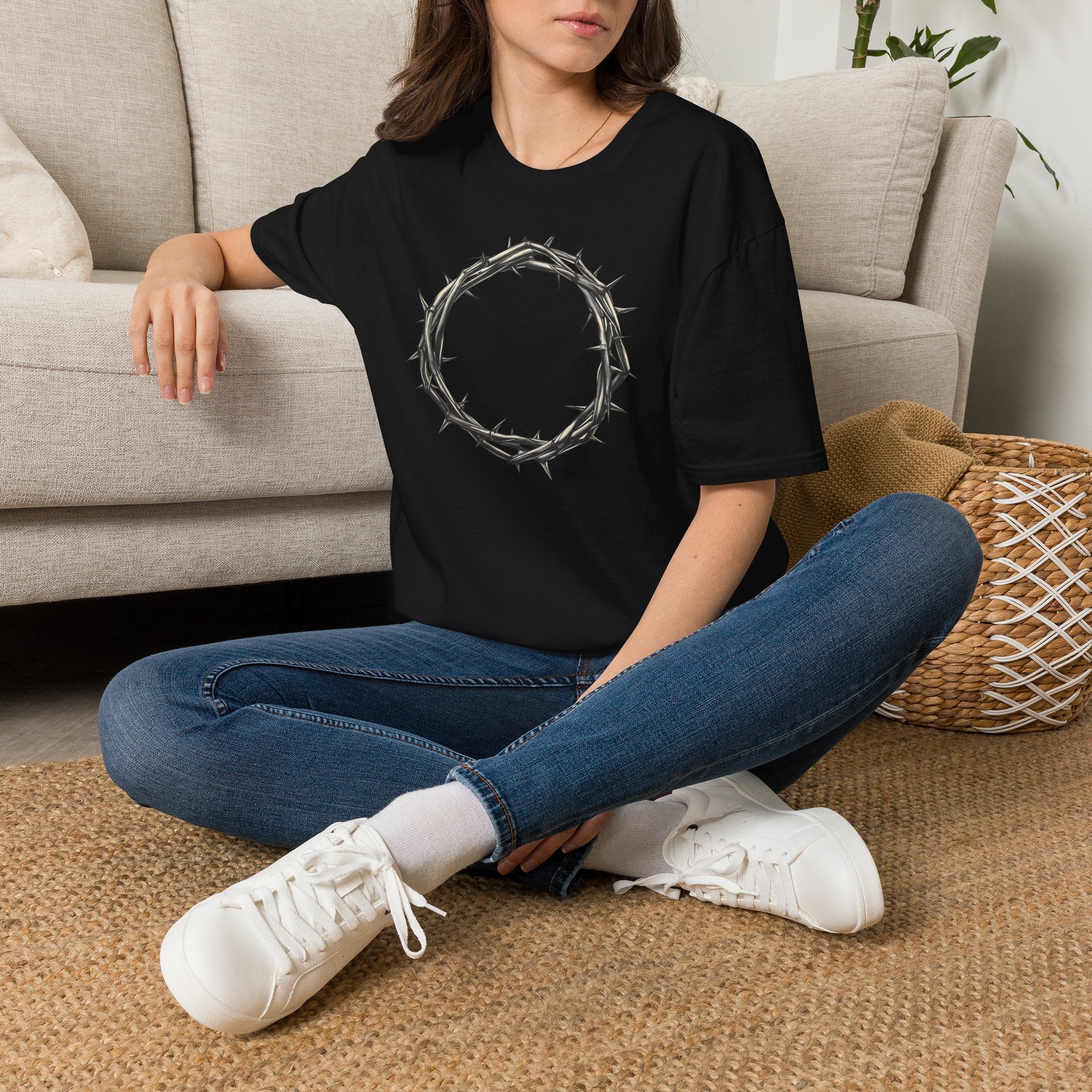 T-Shirt — Minimal Crown of Thorns Graphic Tee | Christian Faith Symbol Shirt