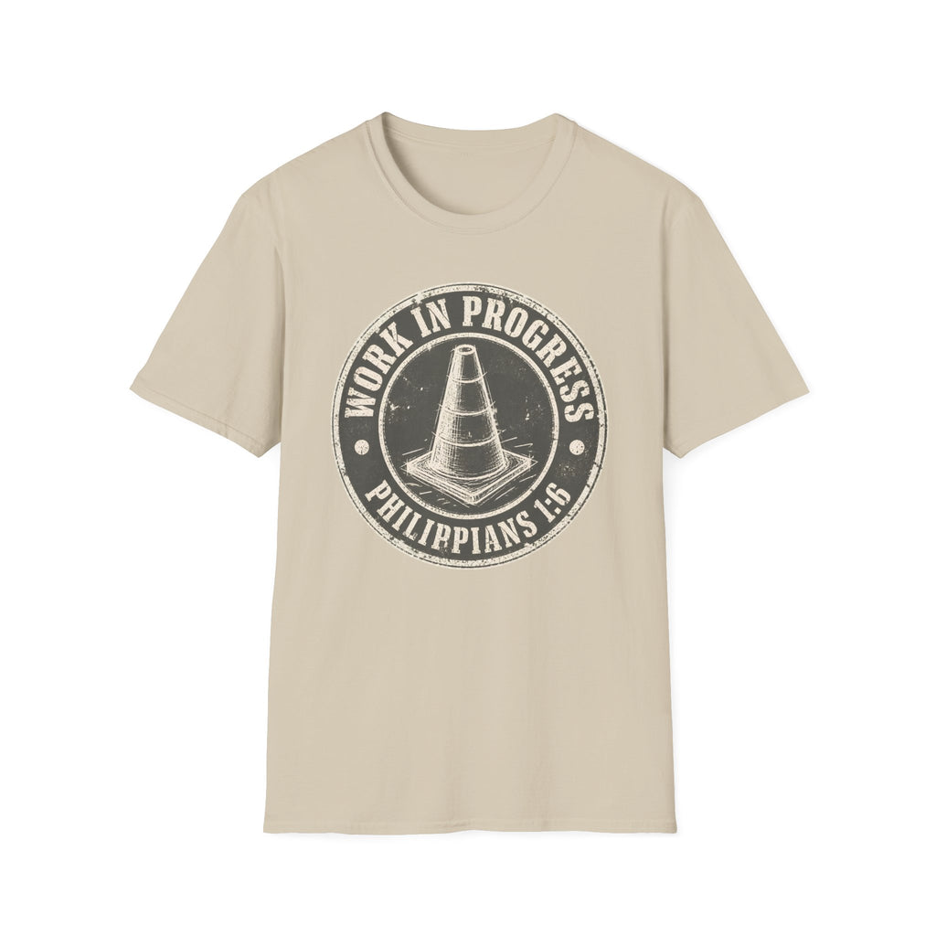 Work In Progress T-Shirt — 'Work In Progress' Vintage Cone Graphic Tee (Philippians 1:6)