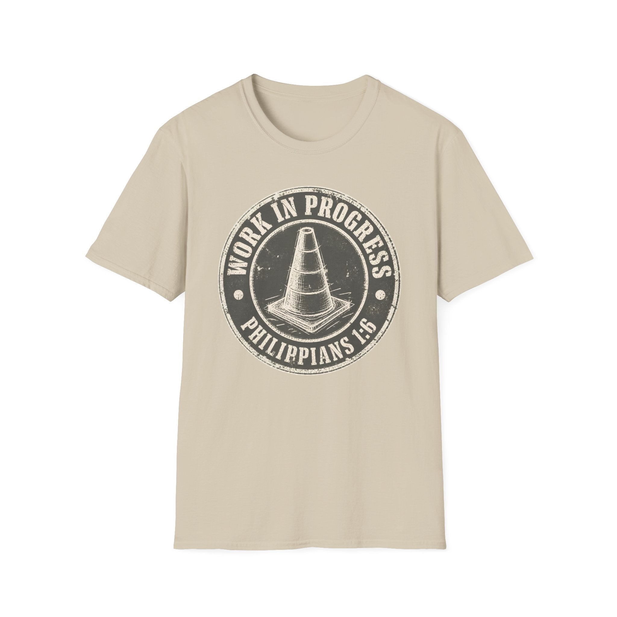 Work In Progress T-Shirt — 'Work In Progress' Vintage Cone Graphic Tee (Philippians 1:6)