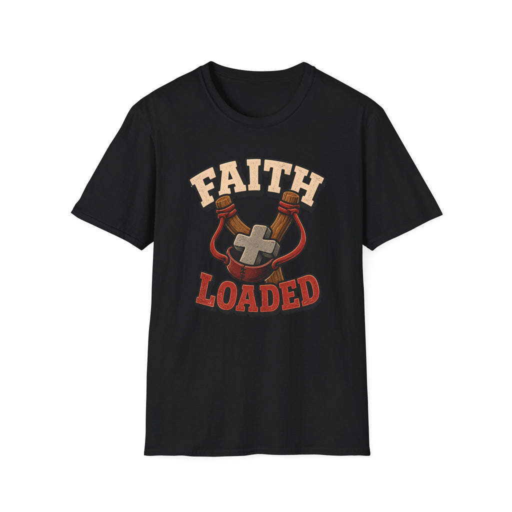 Faith Loaded T-Shirt — Christian Slingshot Cross Graphic Tee