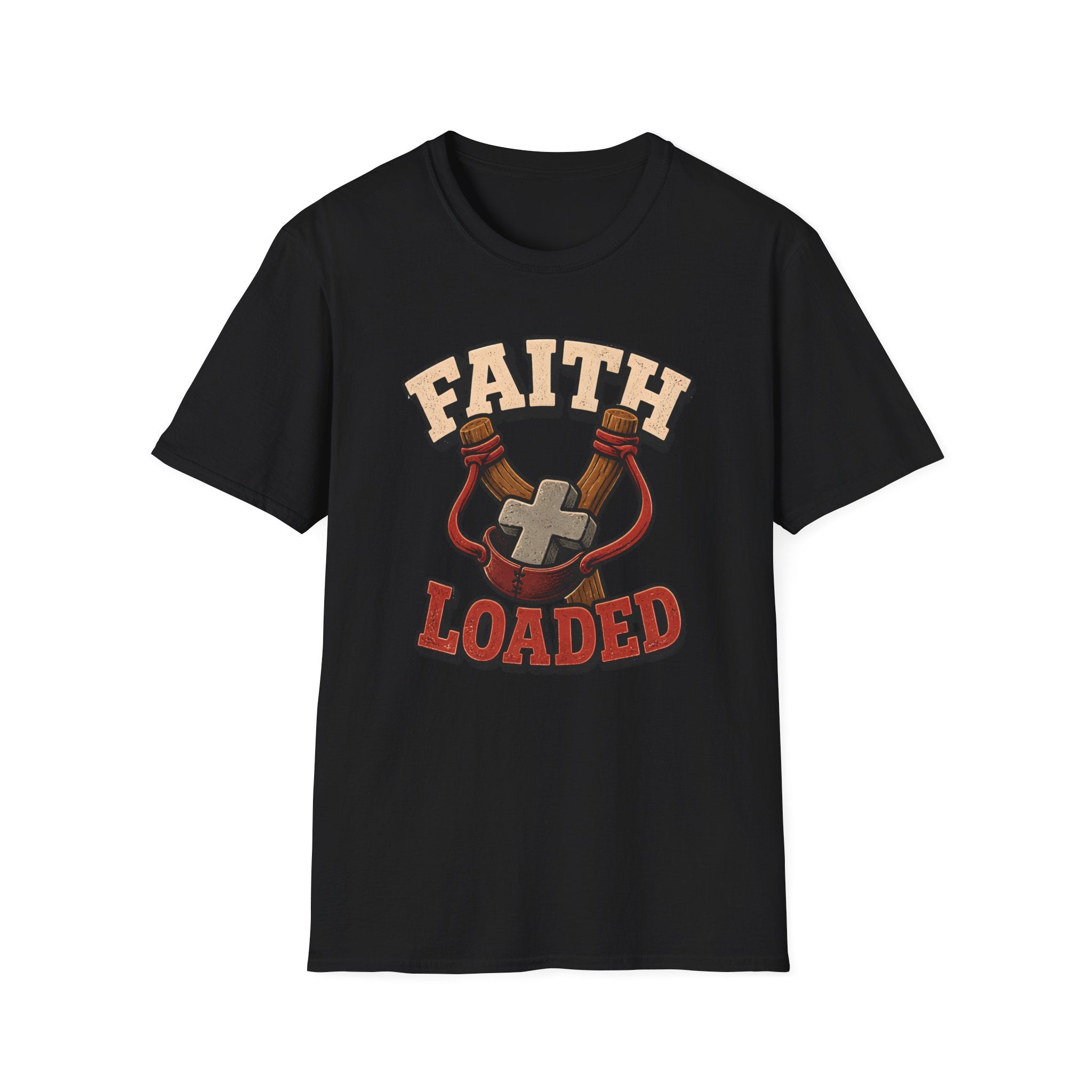 Faith Loaded T-Shirt — Christian Slingshot Cross Graphic Tee