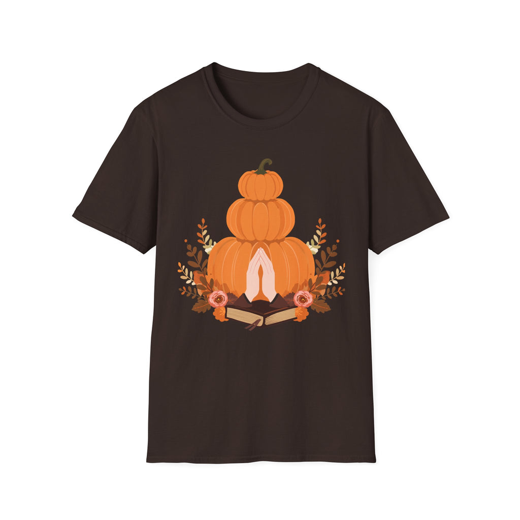 Pumpkin Stack T‑Shirt — Autumn Floral Fall Graphic Tee