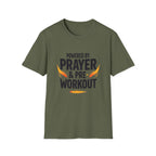 Prayer & Pre-Workout T-Shirt — "Powered by Prayer & Pre-Workout" Christian Fitness Tee