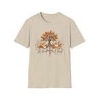 Fall Tree & Pumpkins T-Shirt — "Rooted in Christ" Autumn Faith Tee