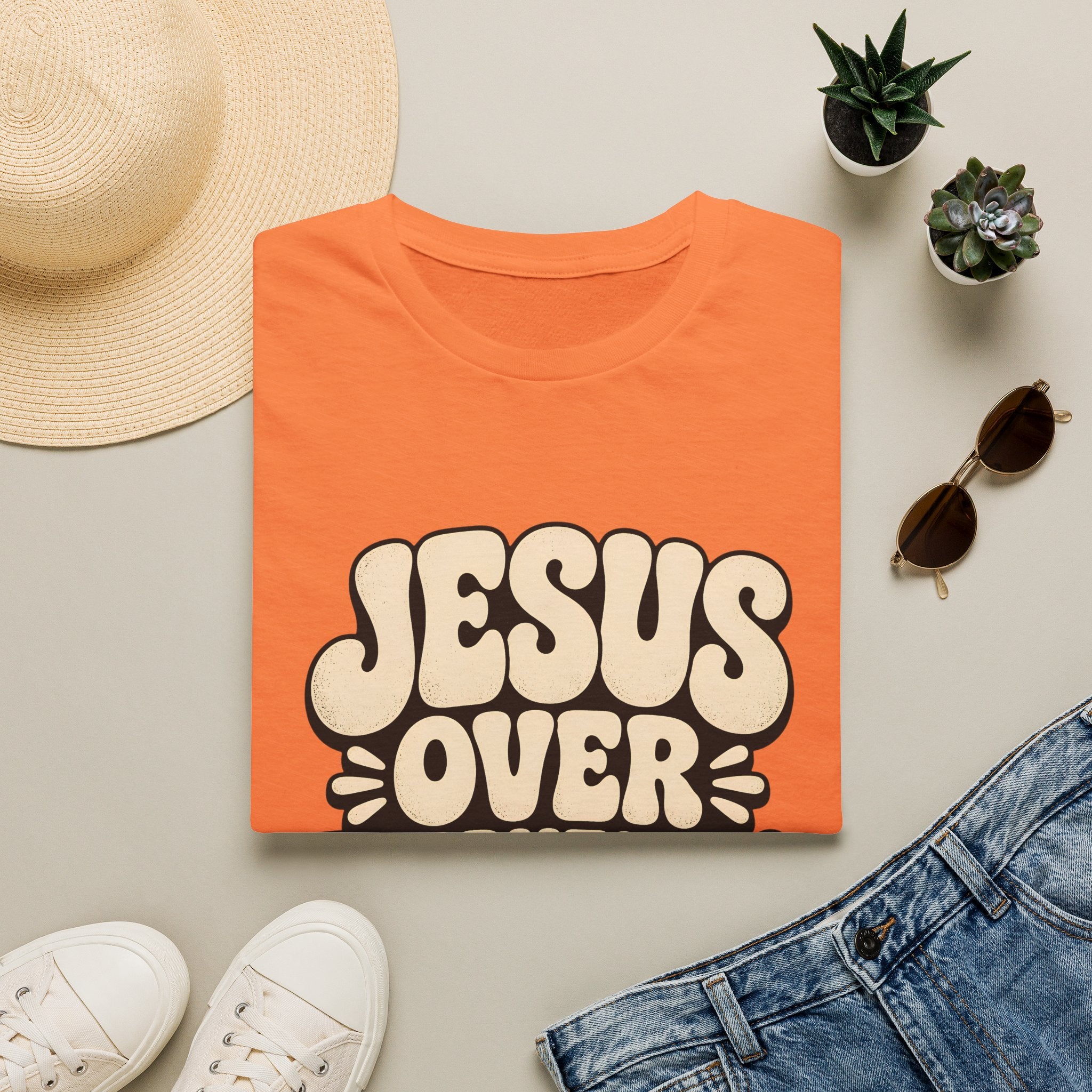 Jesus Over Everything T‑Shirt — Retro Faith Graphic Tee