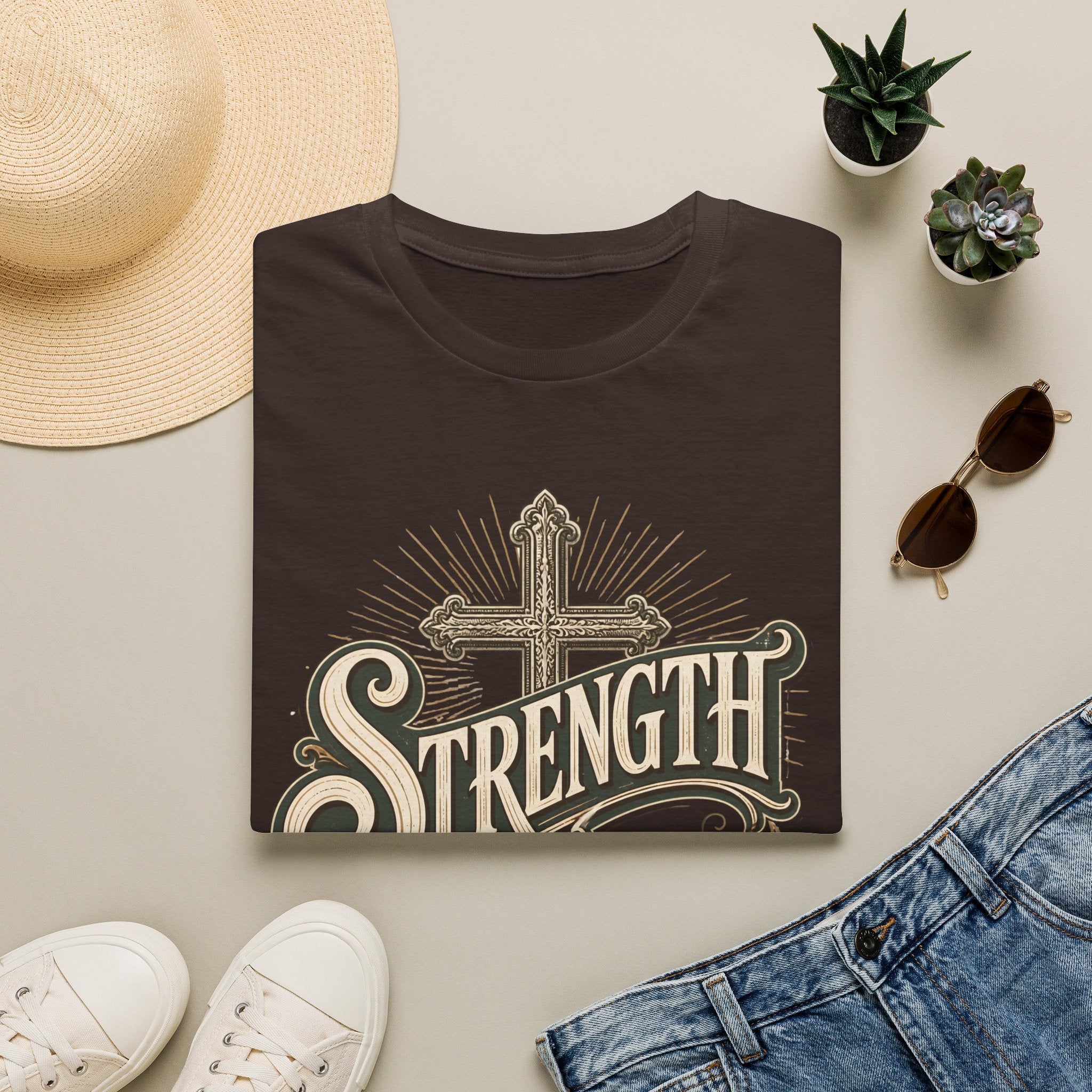 Strength Cross T‑Shirt — 'The Lord Is My Peace' Christian Faith Tee