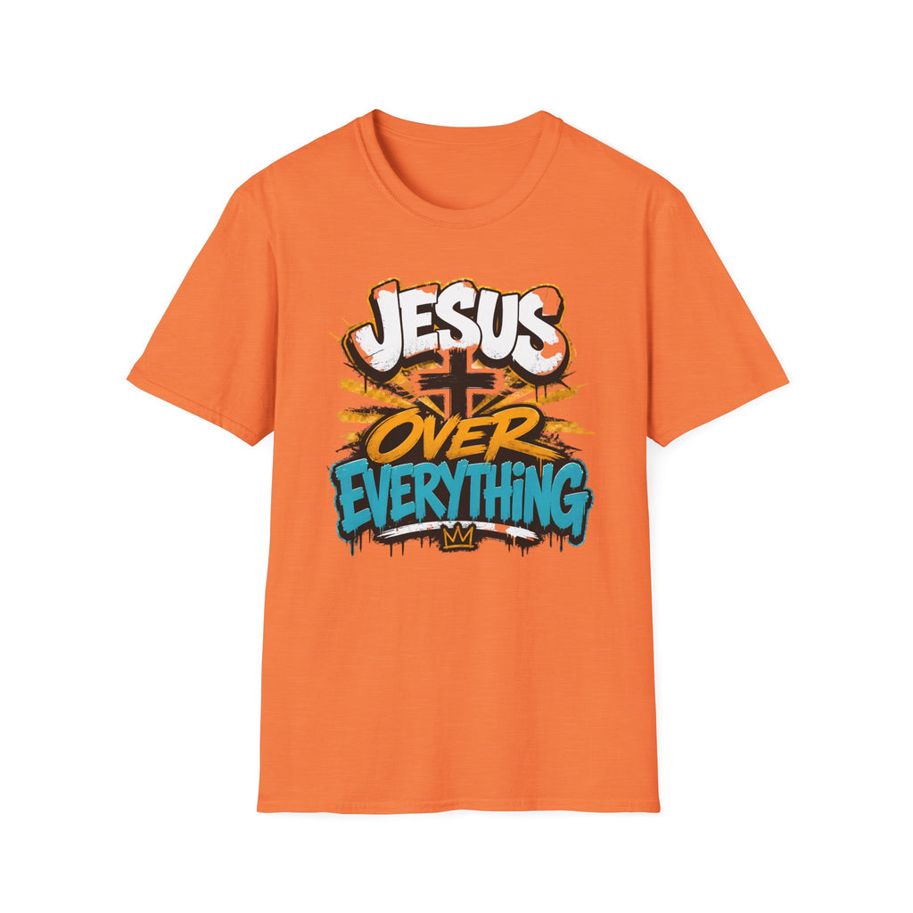 Jesus Over Everything T-Shirt — Faith Graphic Tee with Cross Streetwear Design