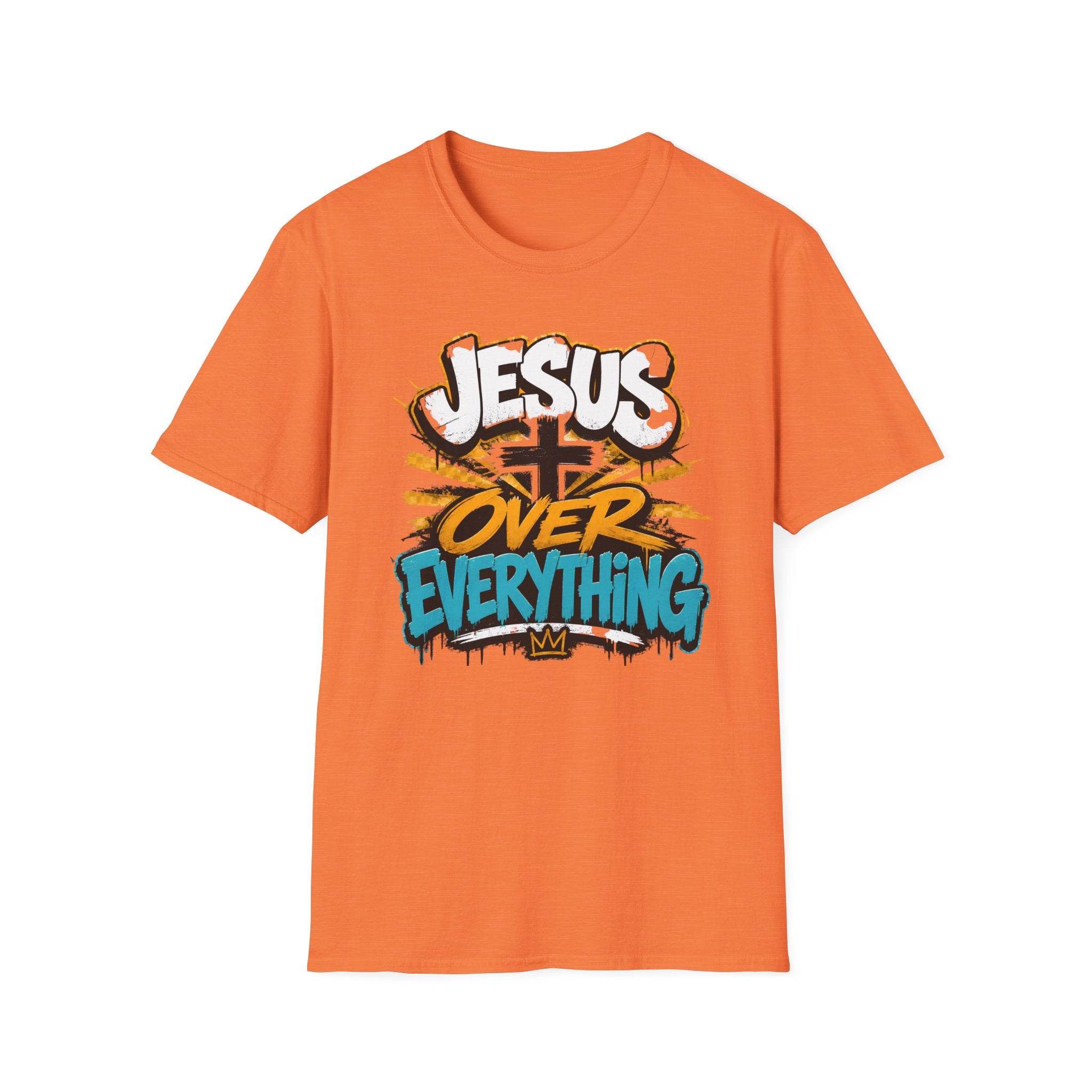 Jesus Over Everything T-Shirt — Faith Graphic Tee with Cross Streetwear Design