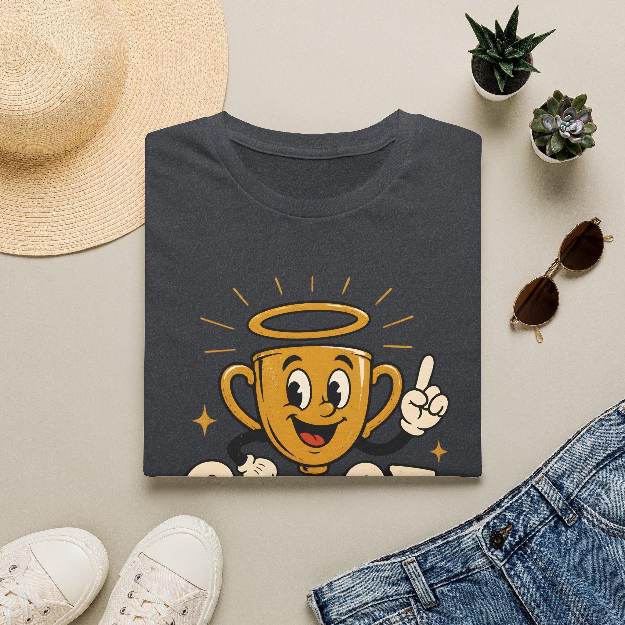 T-Shirt — 'Grace Wins' Angel Trophy Graphic Tee