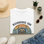 T‑Shirt — Running On Prayer & Coffee Raccoon Graphic Tee