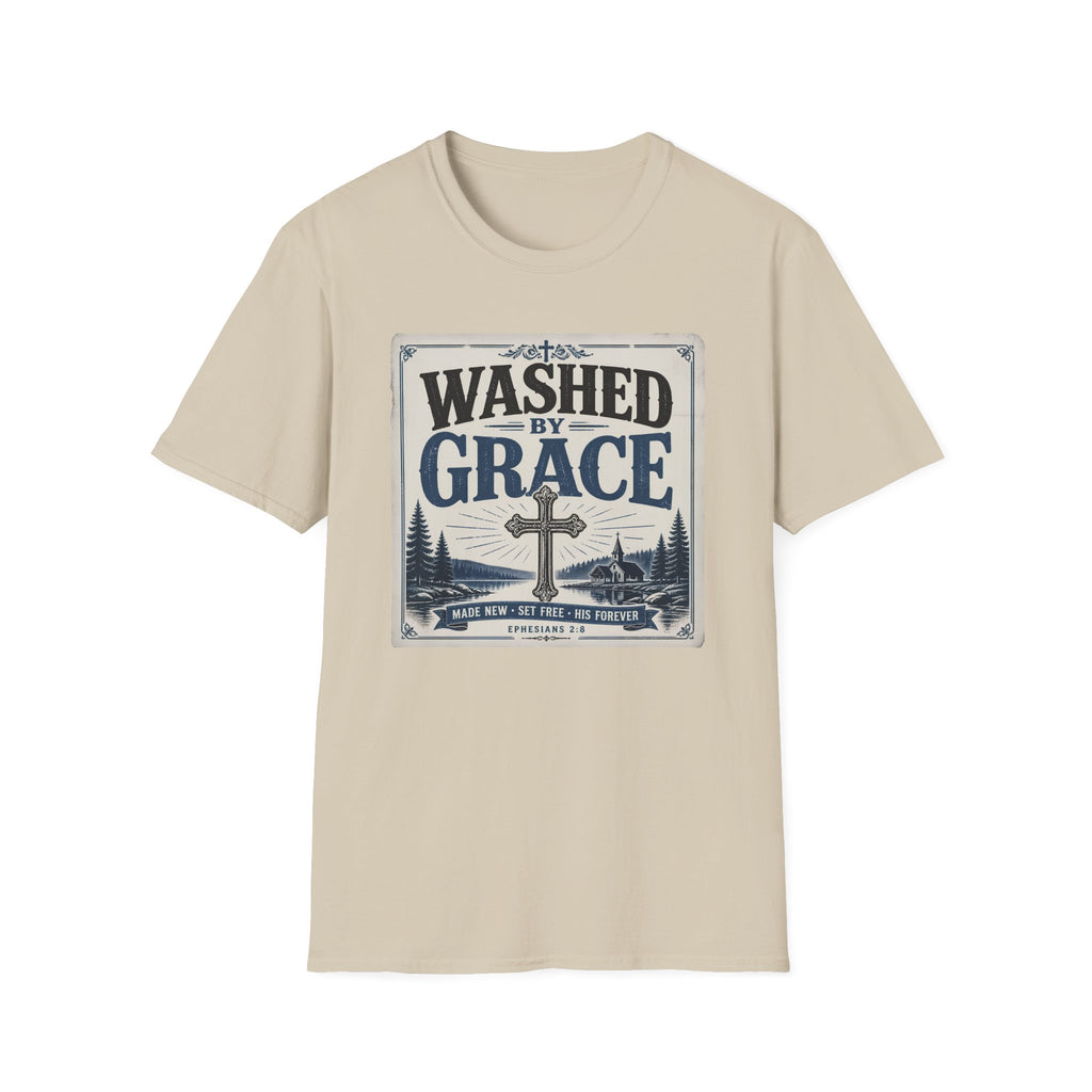 Washed By Grace T‑Shirt — Christian Faith Cross Tee